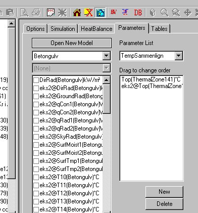 Oprettelse af parameterliste for sammenligning af resultater fra 2 eller flere modeller.