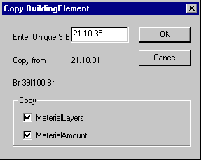 Dialog (Copy BuildingElement) for tildeling af unikt SfB-nummer til en kopi af et bygningselement.