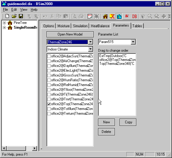 Dialog (tsbi5 | Parametres) for valg af parametre til resultatanalyse på timebasis.