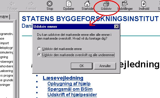 Udskrivning af et helt kapitel af hjælpeteksten fra en kompileret HTML-hjælpefil.