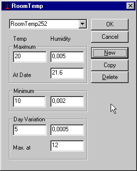 Dialogen RoomTemp giver mulighed for definition af et temperaturprofil for rum uden for termiske zoner. Disse kan opfattes som fiktive zoner.