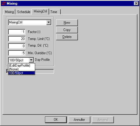 Dialog (Mixing | MixingCtrl) for definition af reguleringen for mixing.