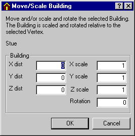 Dialog (Move/Scale Building) til flytning af en bygning i modellen.