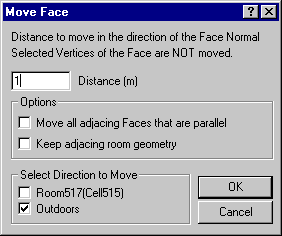 SimView - Move Face dialogen bruges til at flytte flader parallelt med fladens normal.