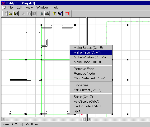 Markering af Nodes for generering af flader (Faces).