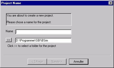 Dialogen 'Project Name' til navngivning af et nyt projekt.