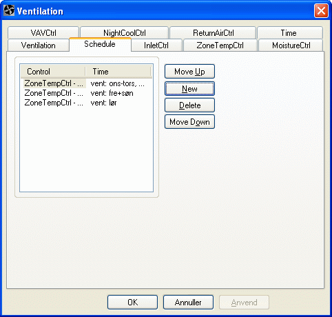 Dialog (Infiltration) for definition of schedule for the infiltration in example 2.
