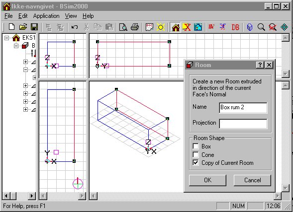 Add a space (Box room 2) to the model.