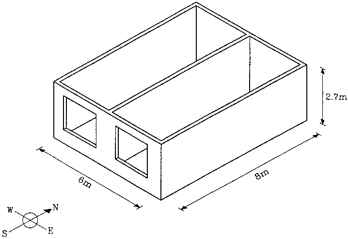 Sketch of building, for which a model is built up in the examples in this chapter.