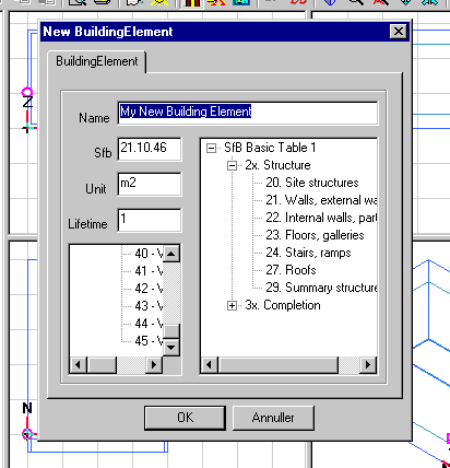 Creating a new building element in the database.