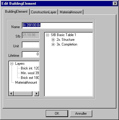 Dialog for editing a copied building element.