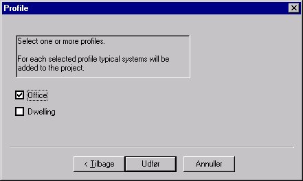 The building type is selected and default profiles inserted for use in the model.
